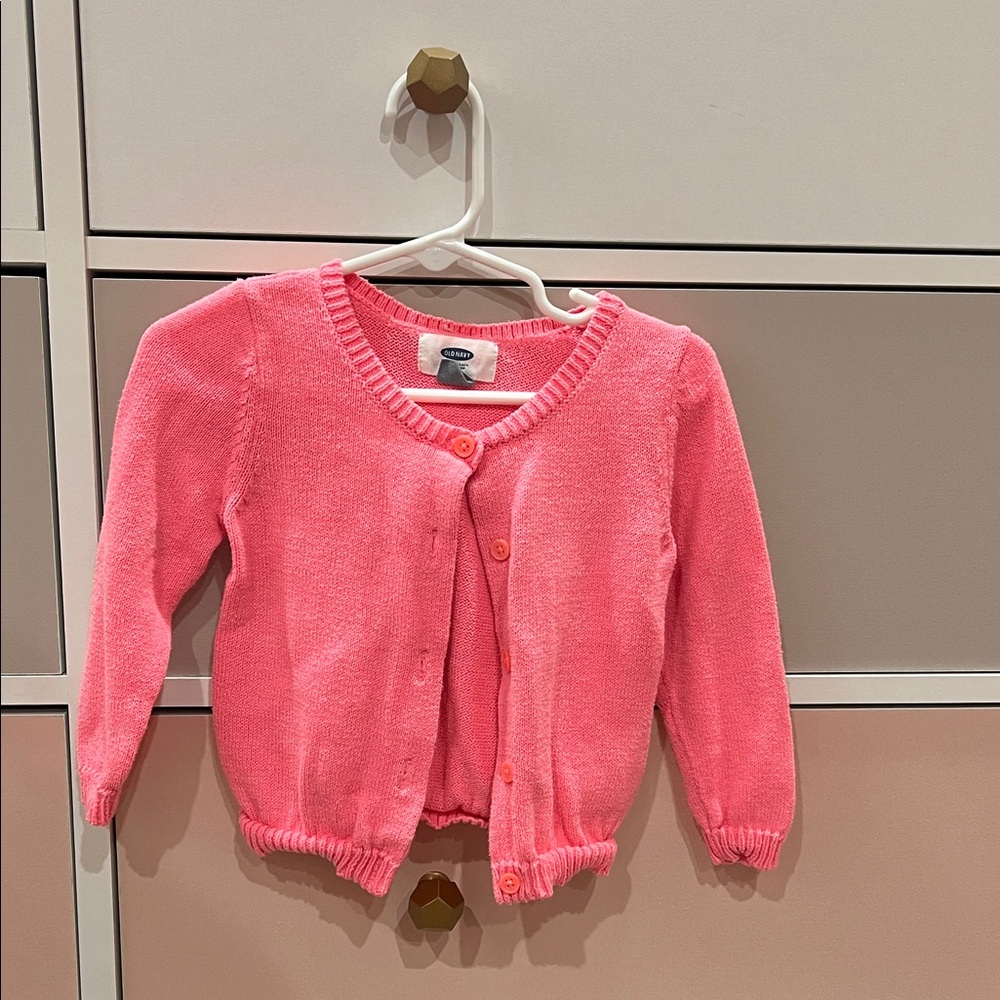 Old Navy Bright Pink Girls' Button Front Cardigan